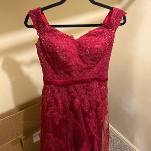 Red floor length formal gown Size 8 by JJ’s House